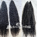 Boho Crochet Box Braids with Human Hair Pre-Looped Deep Wave 40 Strands