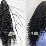 Boho Crochet Box Braids with Human Hair Pre-Looped Deep Wave 40 Strands