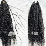 Boho Crochet Box Braids with Human Hair Pre-Looped Deep Wave 40 Strands